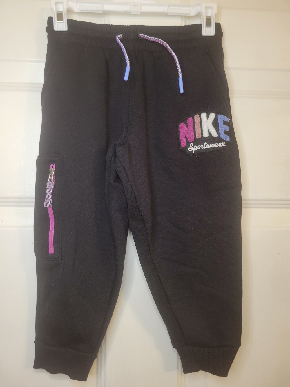 Nike Kids Black Sweatpants with Pink & Blue Logo - Picture 4 of 8